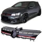 Grilaj radiator performant negru lucios cu detalii rosii, potrivit pentru VW Golf 7 + GTI 12-17 Performance AutoTuning