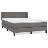 Cumpara ieftin Pat box spring cu saltea, gri, 140x200 cm, piele ecologica