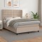 vidaXL Pat box spring cu saltea, cappuccino, 140x200cm piele ecologică 3129038