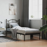 VidaXL Cadru de pat metalic cu tăblie, negru, 90x190 cm