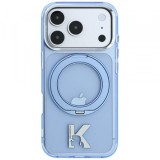 Husa MagSafe pentru Apple iPhone 18 Pro / 17 Pro, Karl Lagerfeld, IML Ring Stand Kameo Metal, Albastra