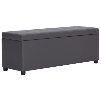 vidaXL Banchetă cu zonă de depozitare, gri, 116 cm, piele ecologică foto