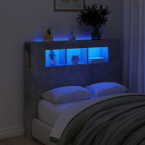 Tablie de pat cu LED, gri beton, 120x18,5x103,5 cm, lemn GartenMobel Dekor, vidaXL