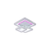 Lustra LED cu telecomanda si cristal NOVA QUADRIA RGB, 154W, 3 Patrate, lumina Rece/Calda/Neutra, Dimabila, Alb