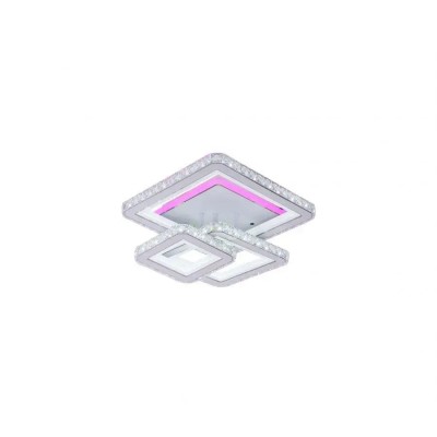 Lustra LED cu telecomanda si cristal NOVA QUADRIA RGB, 154W, 3 Patrate, lumina Rece/Calda/Neutra, Dimabila, Alb foto