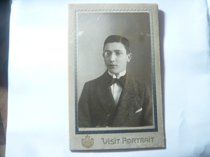 Fotografie cca 1900 - Visit Portrait ,cu stema Regala , Radu Dumitriu, 10,7x7cm