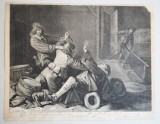 Gerard Ter Borch &quot;Soldati incaierandu-se&quot; gravura veche 1640-1680, Scene gen, Cerneala, Altul