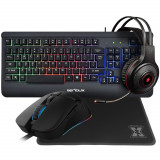 Kit Gaming Serioux Kayel 4 in 1, Tastatura, Mouse, Casti, Mousepad