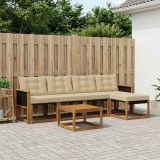Cumpara ieftin Set de canapele de exterior 6 buc. 5-Locuri Natural si Bej