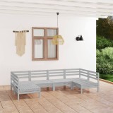 Gossi set mobilier de gradina, 6 piese, alb, lemn masiv de pin