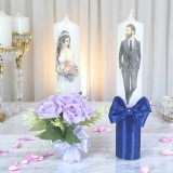 Set 2 Lumanari pentru Nunta cu Flori si Fundita - LN40