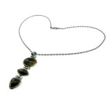 Colier inox cu pandantiv lung ochi de tigru natural