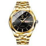 Cumpara ieftin Ceas Barbatesc Binbond B5552BLK Quartz Metal Cadran Negru/Auriu Curea Negru Afisaj Analog Elegant
