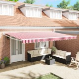 VidaXL Marchiză retractabilă automată Dungă Roșie și Albă 500x300 cm