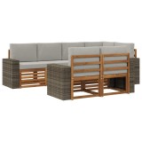 vidaXL Set canapea sectională cu pernă 7 pcs Natural și gri deschis 3384487