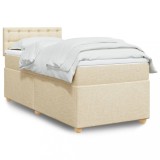 VidaXL Pat box spring cu saltea, crem, 90x190 cm, textil