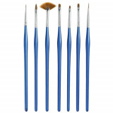 Pensule pentru decorarea unghiilor, albastru &icirc;nchis - set cu 7 piese, INGINAILS