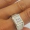 Superb inel barbatesc/unisex din aur alb 14 k si diamant natural 0,32 ct