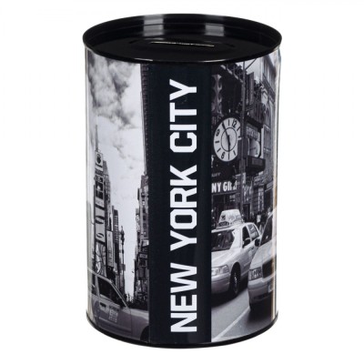 Pusculiță Metalică New York City, Fără Capac, Negru, 10x15cm foto