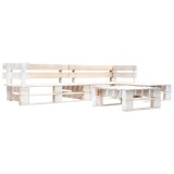 Cumpara ieftin Set mobilier de gradina din paleti, 4 piese, alb, lemn