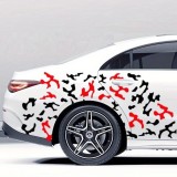 Set 2 stickere autoadezive Tuning in doua culori, model "Paint Stains", dimensiune 97 x 47 cm, culoare Negru + Rosu