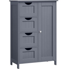 VASAGLE Dulap de baie, din MDF, cu 4 sertare, raft reglabil, 30x55x82 cm, gri Household NewTrend