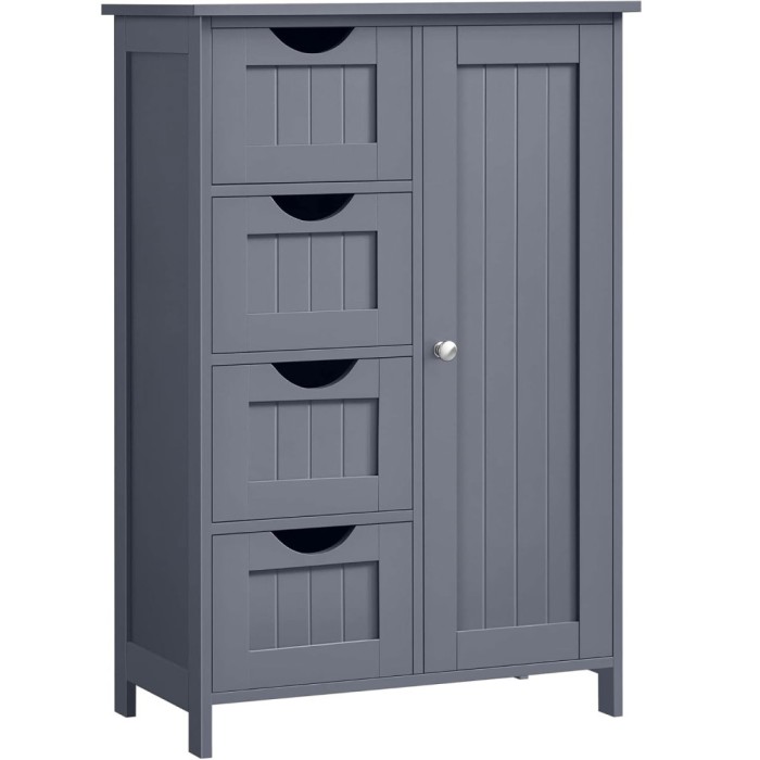 VASAGLE Dulap de baie, din MDF, cu 4 sertare, raft reglabil, 30x55x82 cm, gri Household NewTrend