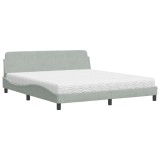 Cumpara ieftin Pat cu saltea, Dover, gri deschis, 180x200 cm, catifea