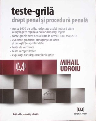 TESTE-GRILA. DREPT PENAL SI PROCEDUPA PENALA-MIHAIL UDROIU-267393 foto