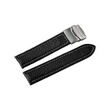 Cumpara ieftin Curea Ceas Piele Naturala Neagra Deployant Cusatura Alba 16mm - 24mm