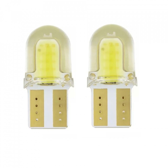 Set 2 Becuri Led W5W T10 Alb Cob Silicon