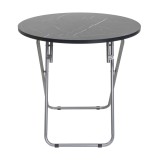 Masa plianta rotunda cu blat MDF 70x70 cm, picioare metalice negre