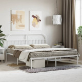 Cadru de pat metalic cu tablie, alb, 180x200 cm GartenMobel Dekor, vidaXL
