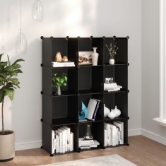 Organizator cub de depozitare, 12 cuburi, negru, PP