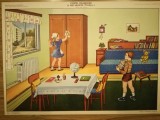 1979 Afis / Plansa scolara, didactica, 70x50 cm, comunism, Copiii muncesc