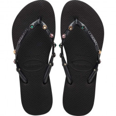 Havaianas slapi SLIM LUXURY femei, culoarea negru, cu toc plat, 4149285.0090