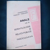Cumpara ieftin ANALE VOL. IX SERIA FILOLOGIE SI RELATII PUBLICE FASCICULA II TIBISCUS TIMISOARA