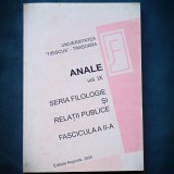 ANALE VOL. IX SERIA FILOLOGIE SI RELATII PUBLICE FASCICULA II TIBISCUS TIMISOARA