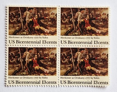 4 timbre Statele Unite bloc de 4 val. MNH 1977 HERKIMER at ORISKANY _Scott 1722 foto