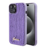 Husa pentru iPhone 15 / iPhone 14 / iPhone 13 - Sequin Script Metal (GUHCP15SPSFDGSU) - Purple, Guess