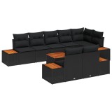 vidaXL Set de canapele pentru grădină cu pernă 9 pcs Negru Rattan poli 3348114