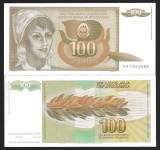 IUGOSLAVIA 100 DINARA / DINARI 1990 UNC [1] P - 105a , necirculata