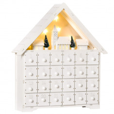 Calendar de Advent, Calendar din Lemn cu 24 sertare, decoratiune de craciun cu lumini HOMCOM | Aosom RO