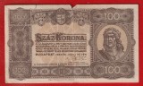 (1) BANCNOTA UNGARIA - 100 KORONA / 100 COROANE 1923 (1 IULIE), ARE O RUPTURA, FARA SERIE, SCRIS SI IN ROMANA