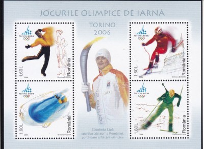 ROMANIA 2006 LP 1709 JOCURILE OLIMPICE DE IARNA TORINO BLOC DANTELAT MNH foto