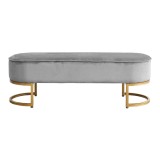 Cumpara ieftin Banca de design catifea gri crom auriu Mirila 100x40x43 cm