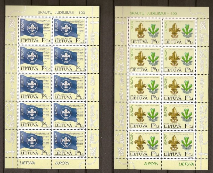 LITUANIA 2007 EUROPA CEPT - CERCETASI -Serie 2 timbre in 2 coali de 10 MNH**