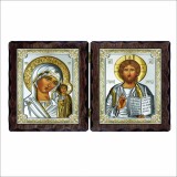 Diptic argint MD Kazan si Iisus 25x15cm