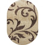 Covor Oval Model Fantasy 12516-89, Marime 100 x 200 cm, Bej, Inaltime Fir 30 mm, Antialergic, Polipropilena, Living, Dormitor, Sufragerie, Birou