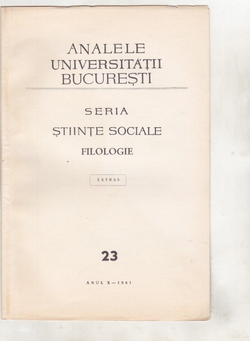 bnk rev Analele Universitatii Bucuresti - Filologie - 1961